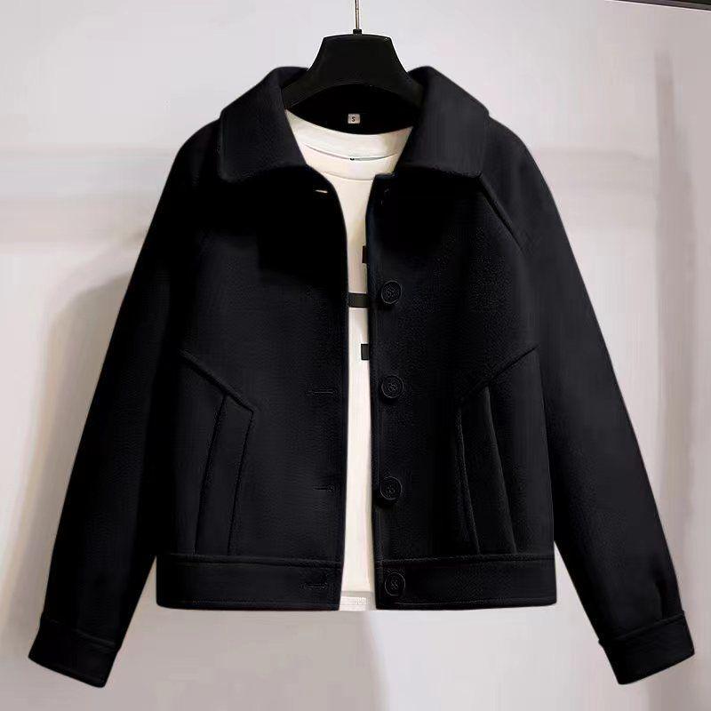 Giacca Corta in Lana Coreana da Donna - Primavera/Autunno Vestibilità Larga con Paraorecchie