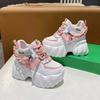 Autumn Spring Woman Platform Shoes Wedge Heel 10CM Casual Shoes Height Increasing White Black Sneakers Women Leather Shoes New