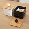 Japanese Style Simple Desktop Dustproof Cotton Swab Storage Box Sundries Small Box  Cotton Pad Box Toothpick Storage Box