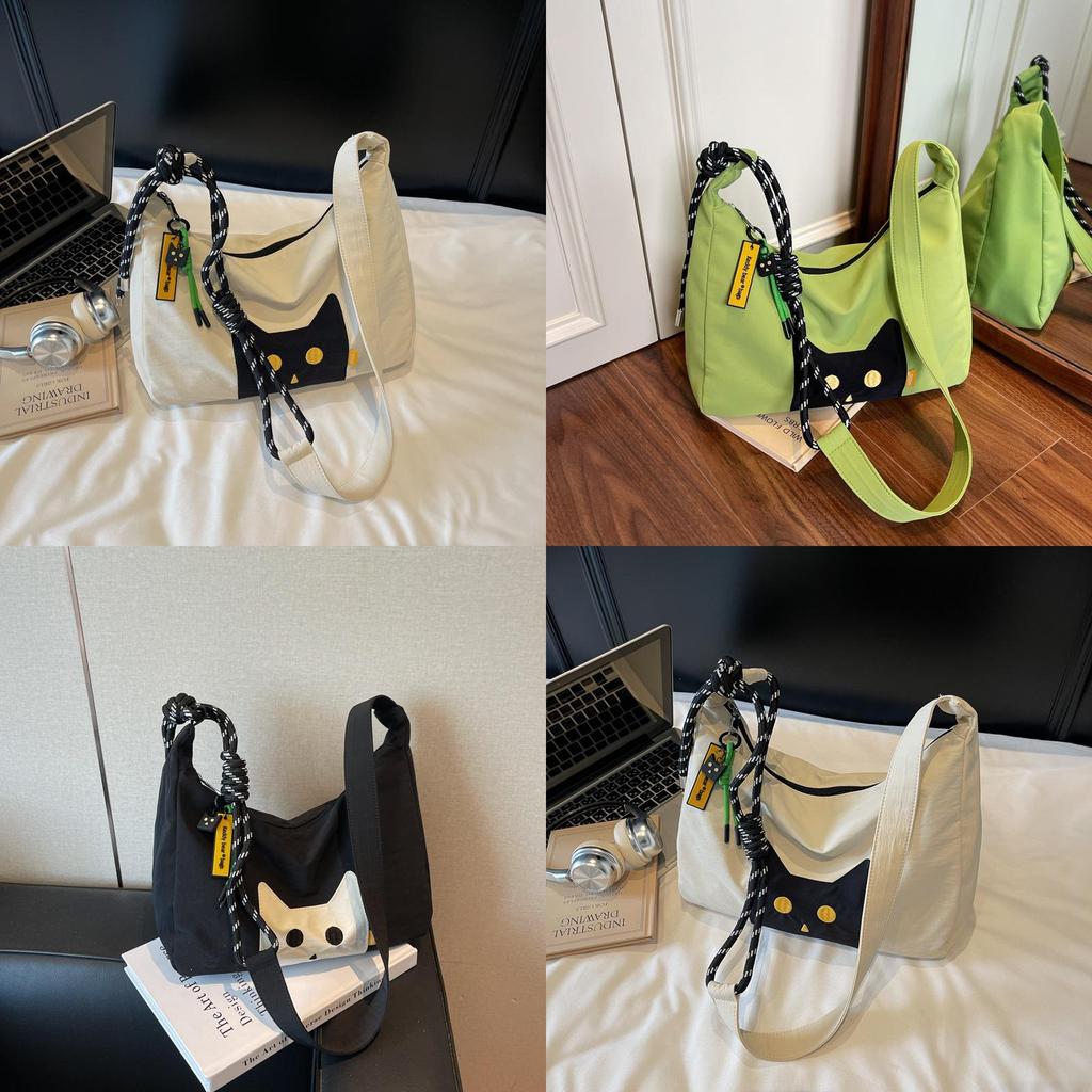 Cat Style Tote Bag For Women With Cotton Material And Zipper Closure For Daily Use