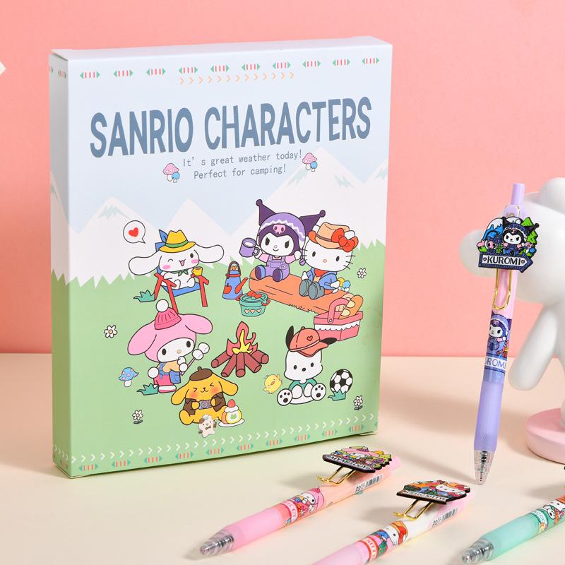 6Pcs Sanrio Series Press Gel Pen Comfortable Grip Stationery School Office Supplies Prize Gift Writing Tools Holiday Gift Novelty Stationery Teacher