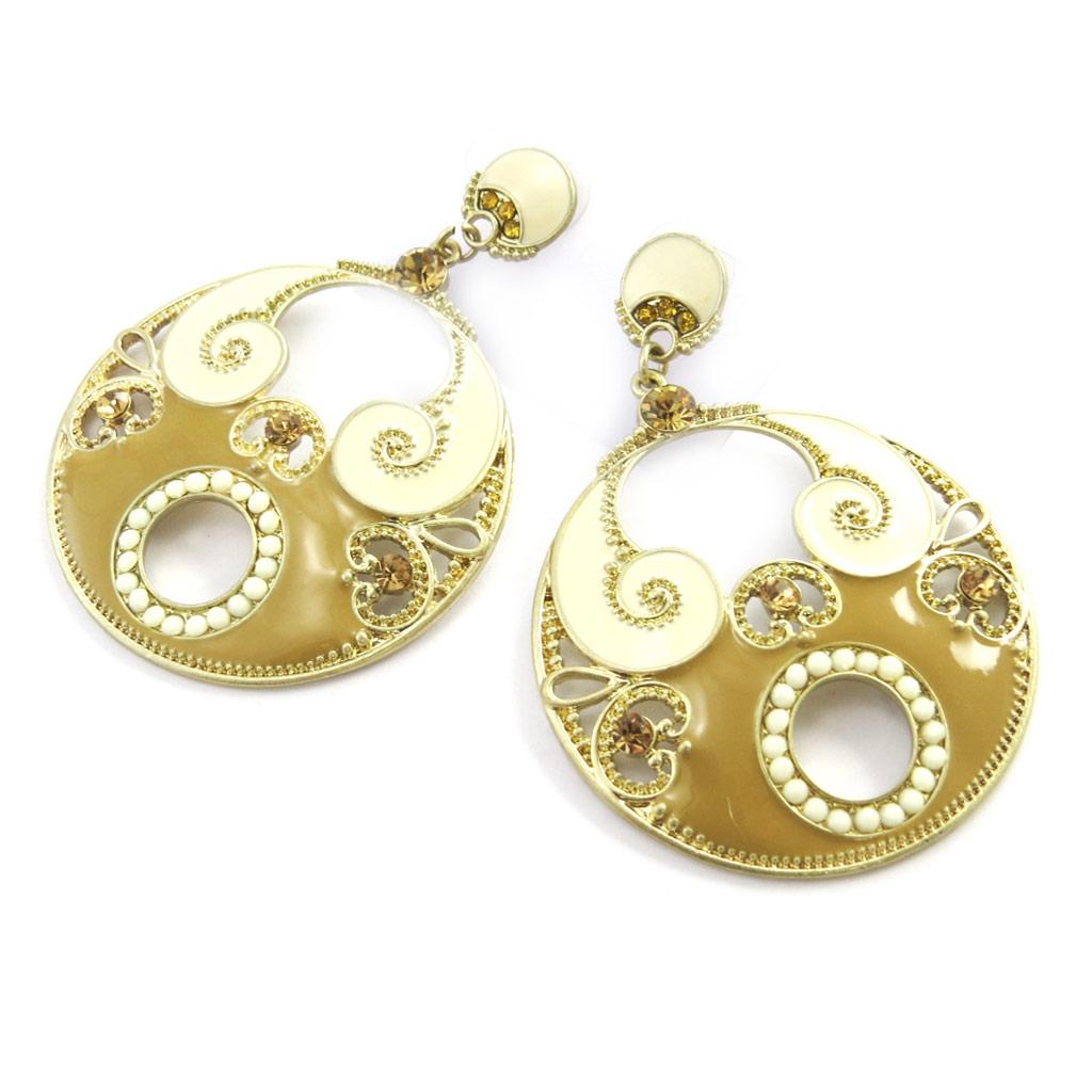 Les Trésors De Lily [M8123] - 'Altaï' Beige Brown Designer Earrings