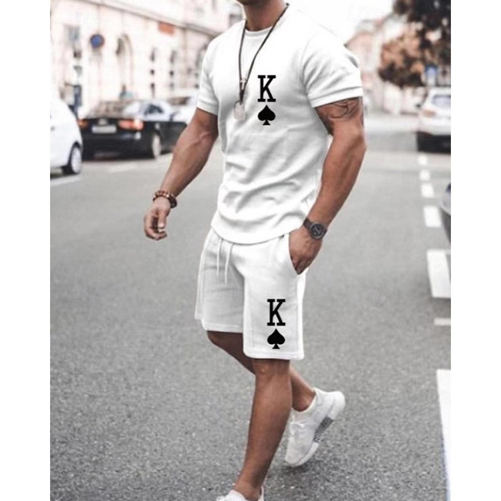 Men's T-shirt Set 2-piece T-shirt and Shorts Set Summer Fashion Casual 2-piece Men's T-shirt Set