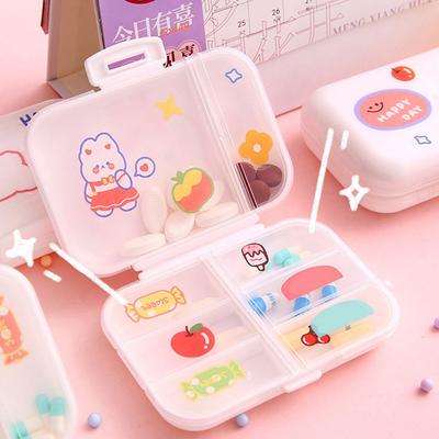Langlebige Mini-Medikamentenbox Transparent mit Aufkleber Schmuckaufbewahrungsbox Medikamentenorganizer PP Pillendispenser Behälter