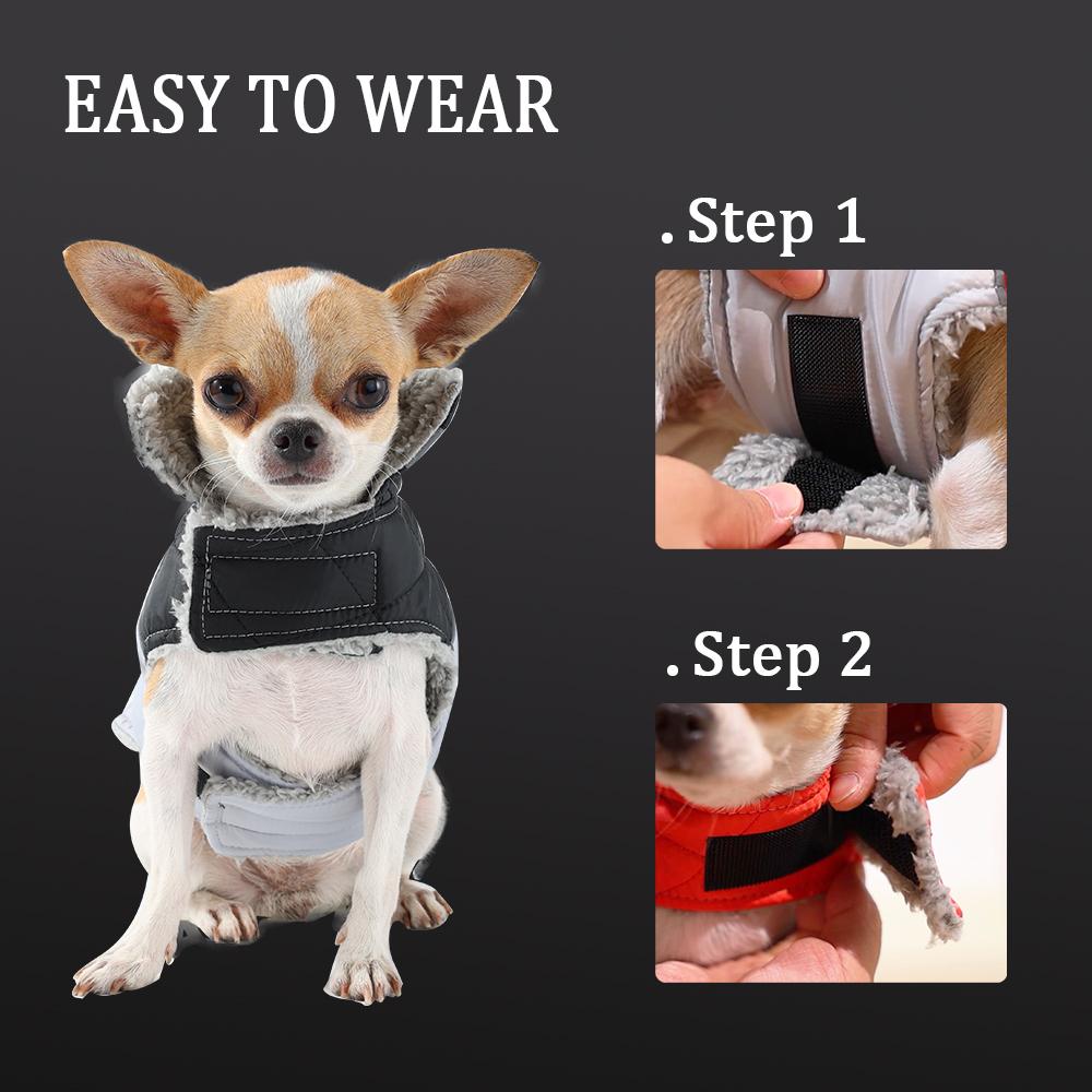 Reflective Pet Jacket Winter Thicken Fleece Puppy Clothes Soft Waterproof Apparel With D-Ring For Small Dogs Chihuahua Yorkshire