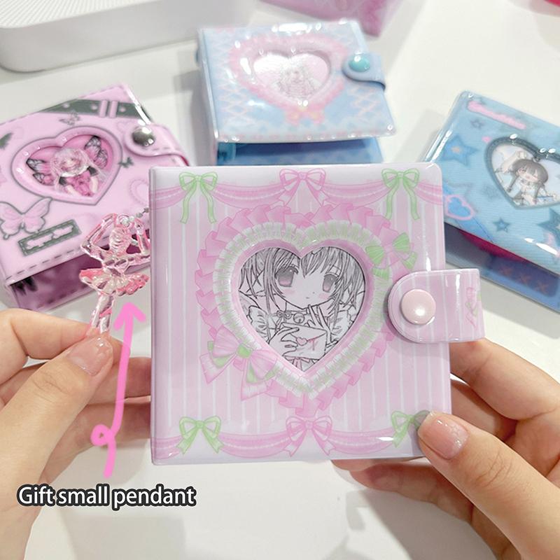 Fashion Sweet Lace Denim Style Mini Card Album Portable 3 Inch Photocard Binder Detachable Loose-leaf Small Card Storage Bag