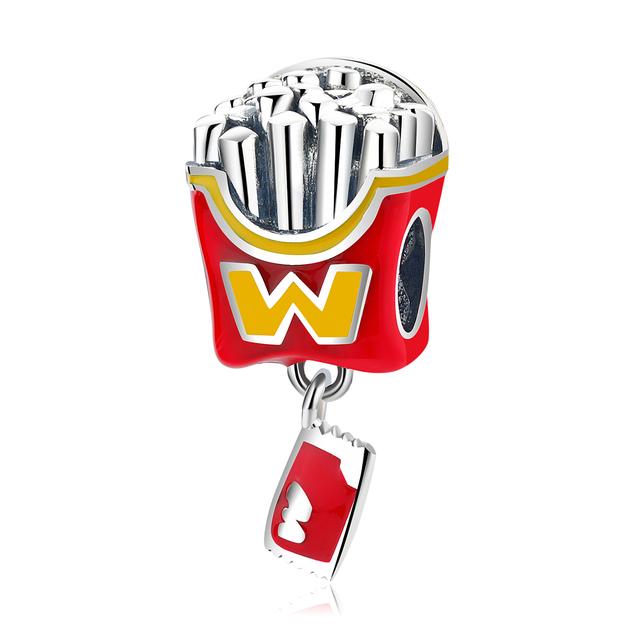 Newcopper French Fries Milk Cake Hamburger Charms Diy Dangle Bead Fit Original Pendant Bracelet Necklace Fashion Jewelry