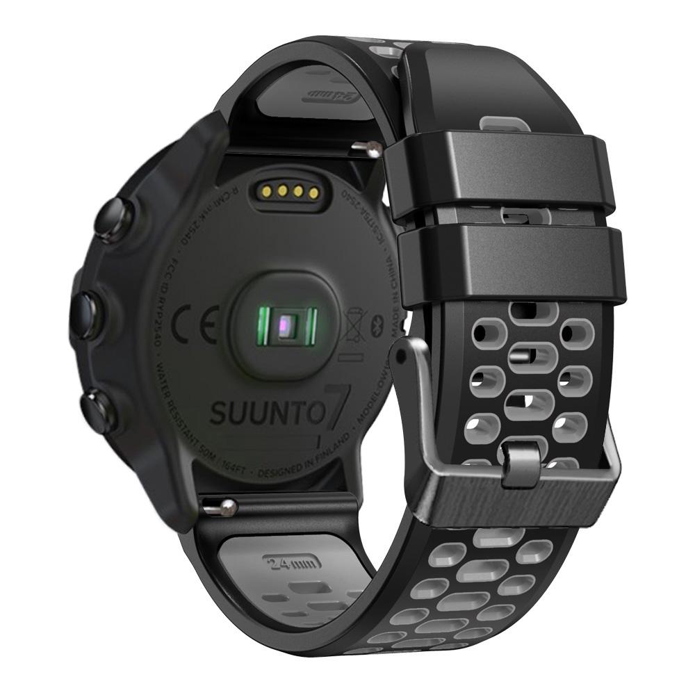 For Suunto 7/9/9 Baro Dual-color Silicone Watch Band 24mm Multi-hole Design Quick Release Wristband Strap