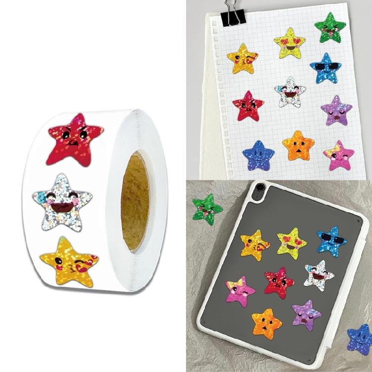 500 Pcs Waterproof Scrapbook Sticker Happy Face Star Sticker For DIY Crafting Background Decoration