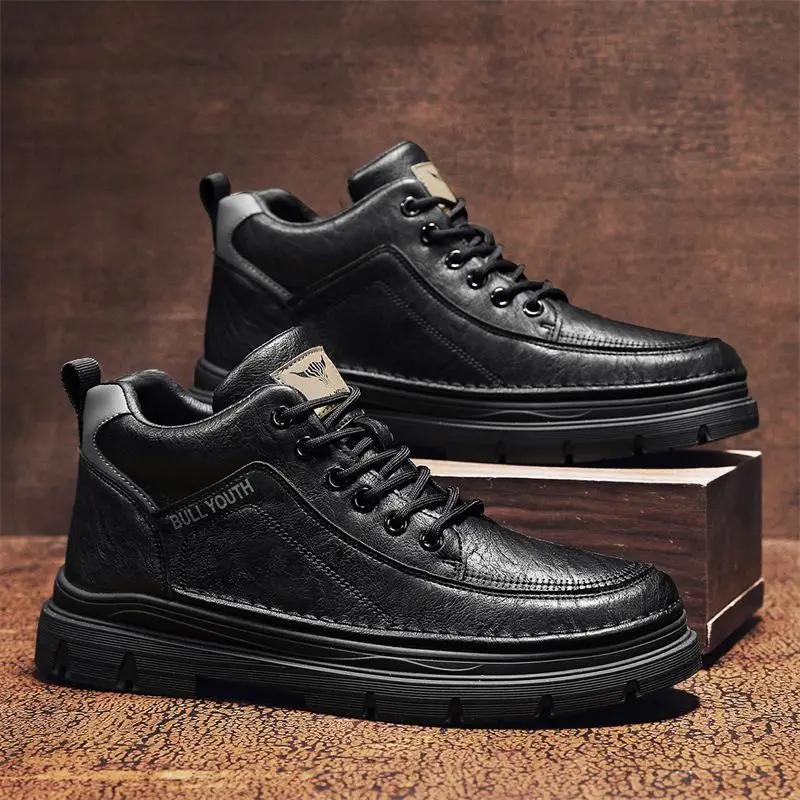 

Модные Ретро Мужские Кожаные Туфли Платформа Толстая Подошва Уличные Дешевые Распродажа 2025 Тренд Мужские Повседневные Ботинки Легитимные Удобные Пу 44