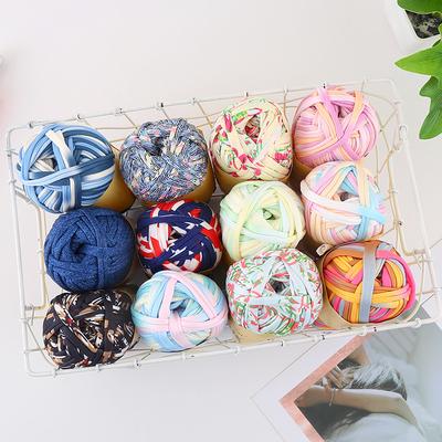 Needlework Knitting Crochet Yarn Printed Fabric Strips Line Colorful Segment Dyed Fabric Strips Line Handmade Diy Knitting Yarn Ball