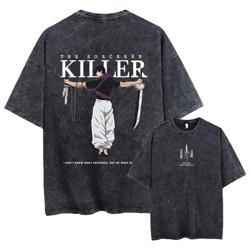 Anime Jujutsu Kaisen Fushiguro Toji Printed T Shirt Men Women Manga Tshirts Washed Cotton T-shirt Harajuku Unisex Oversized Tee
