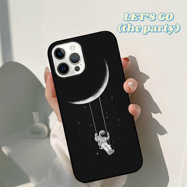 Autumu Moon Stars Space Astronaut Phone Case Cover for iPhone 17 Air 16 16e 15 12 11 13 14 Pro Max Apple Plus Coque