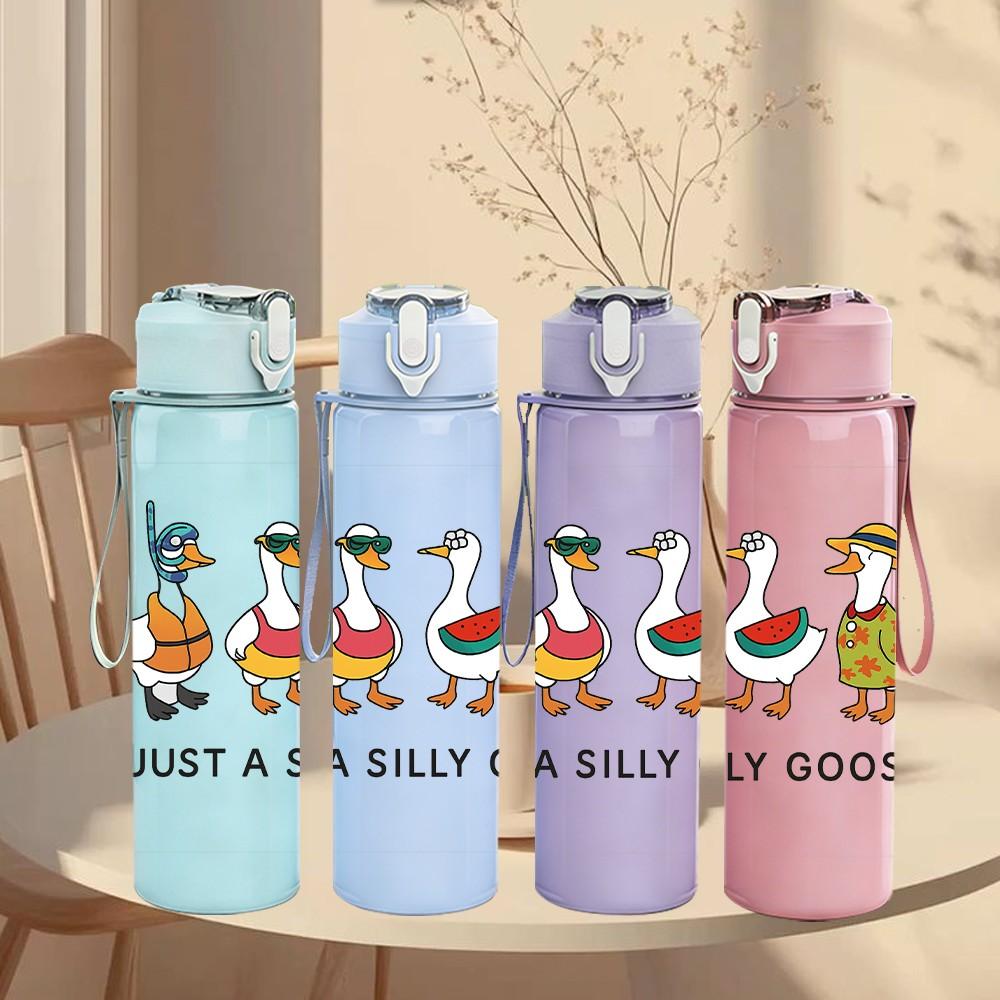 1PC Just A Silly Goose Group 750ml Color Plastic Sports Water Bottle Leakproof Flip Straw Lid Suitable for Sports Office Home Use