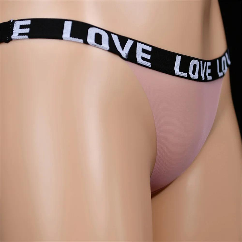 Ladies Sexy Stocking Solid Thong Seamless Full Mesh Transparent Panties No Crotch Low-waist Underwear Invisible T-back G-string