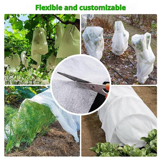Breathable Plant Frost Cloth Cuttable Garden Freeze Protection Cover Reusable UV-Resistant Non-Woven Fabric Winter Guard for Vegetables Flowers Trees