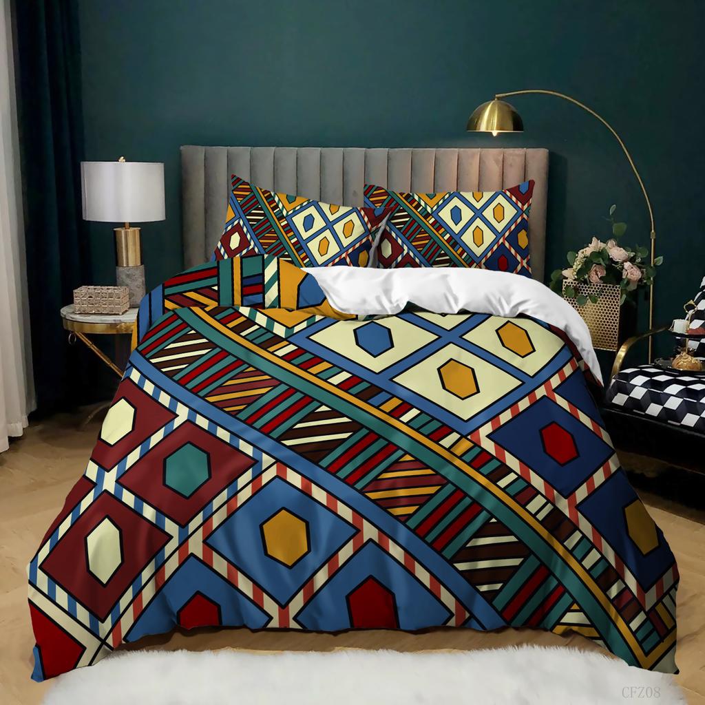 3D Digital Printing Ethnic Style Kit Bedding Quilt Cover Pillowcase Bed Three-Piece Set