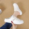 Fashion White Half Slippers Women Vulcanization Shoes Retro Low Top Flats Breathable Lazy Loafers Outdoor Walking Shoes Casual Sneakers
