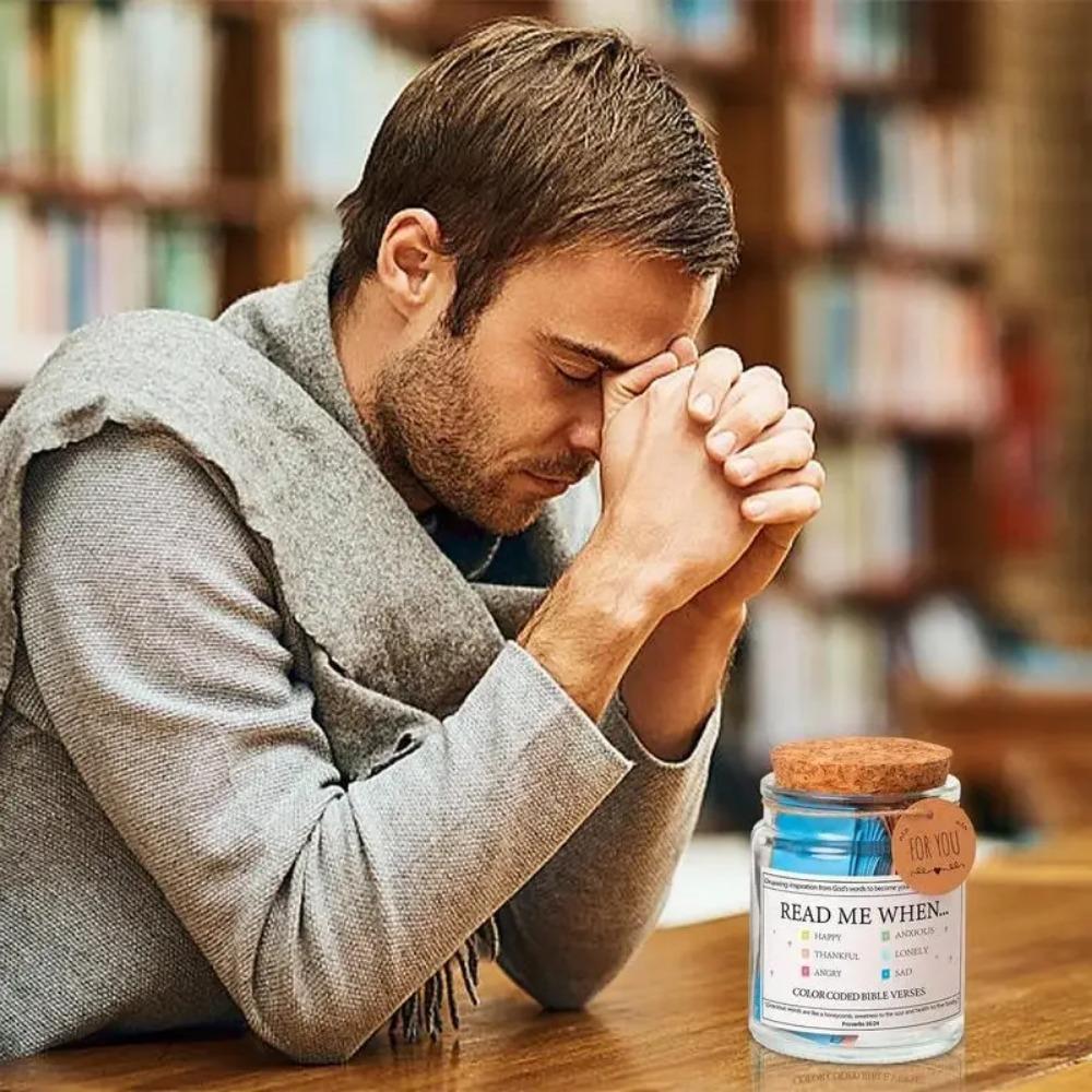 Versets Bibliques dans un Pot, Pot de Stockage de la Parole de Dieu, Versets Bibliques Colorés Gratitude & Bénédictions Chrétien, Avec Boîte Cadeau
