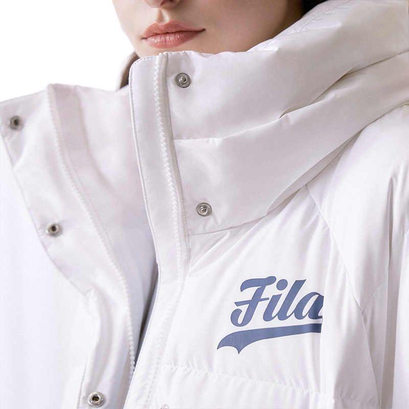 Fila Fusion Baseball Series Letter Zipper Stand Collar Long Sleeve Windproof Warm Down Jacket Women outerwear White T11W242914BWT