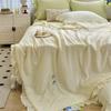 1Pc Solid Color Cool Feeling Summer Quilt Korean Style Ins Ruffle Edge Air Conditioning Thin Comforter Home Queen Size Bedding