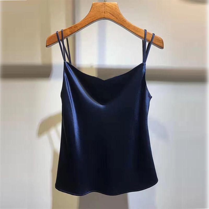 Design Sense V-neck Camisole Summer New Vest, Plus Size Women's Sleeveless Top Base Shirt Solid Color Suit Inner Layer
