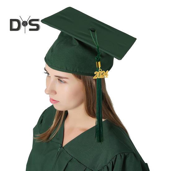 1 Set Unisex Graduation Robe Hat Set Front Zipper Loose Tassel 2024 Year Tag College Bachelor Doctor Master Graduation Ceremony Gown Cap Tassel Set