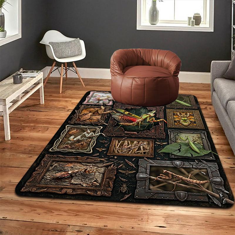 Insect Collage Pattern Rug Floor Mat for Living Room or Bedroom Soft and Comfortable Carpet a Gift for Birthday and Holiday.