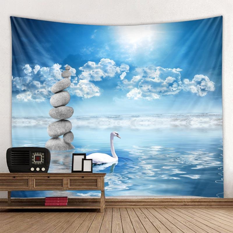 Landscape Illustration Big Tapestry Fantasy Art Wall Hanging Bohemian Psychedelic Hippie Home Room Background Wall Decoration