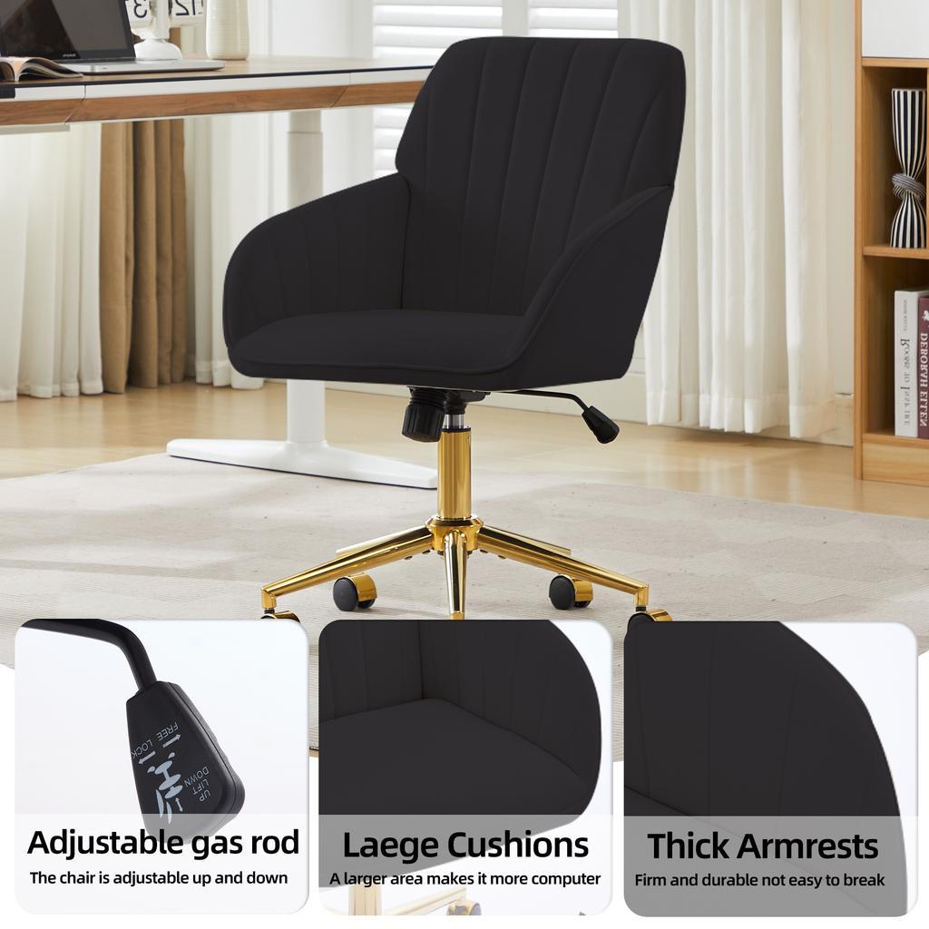 Height-Adjustable Office Swivel Chair for Home and Bedroom, Ergonomic Swivel Chair with Backrest, Suitable for Long Sitting. Black