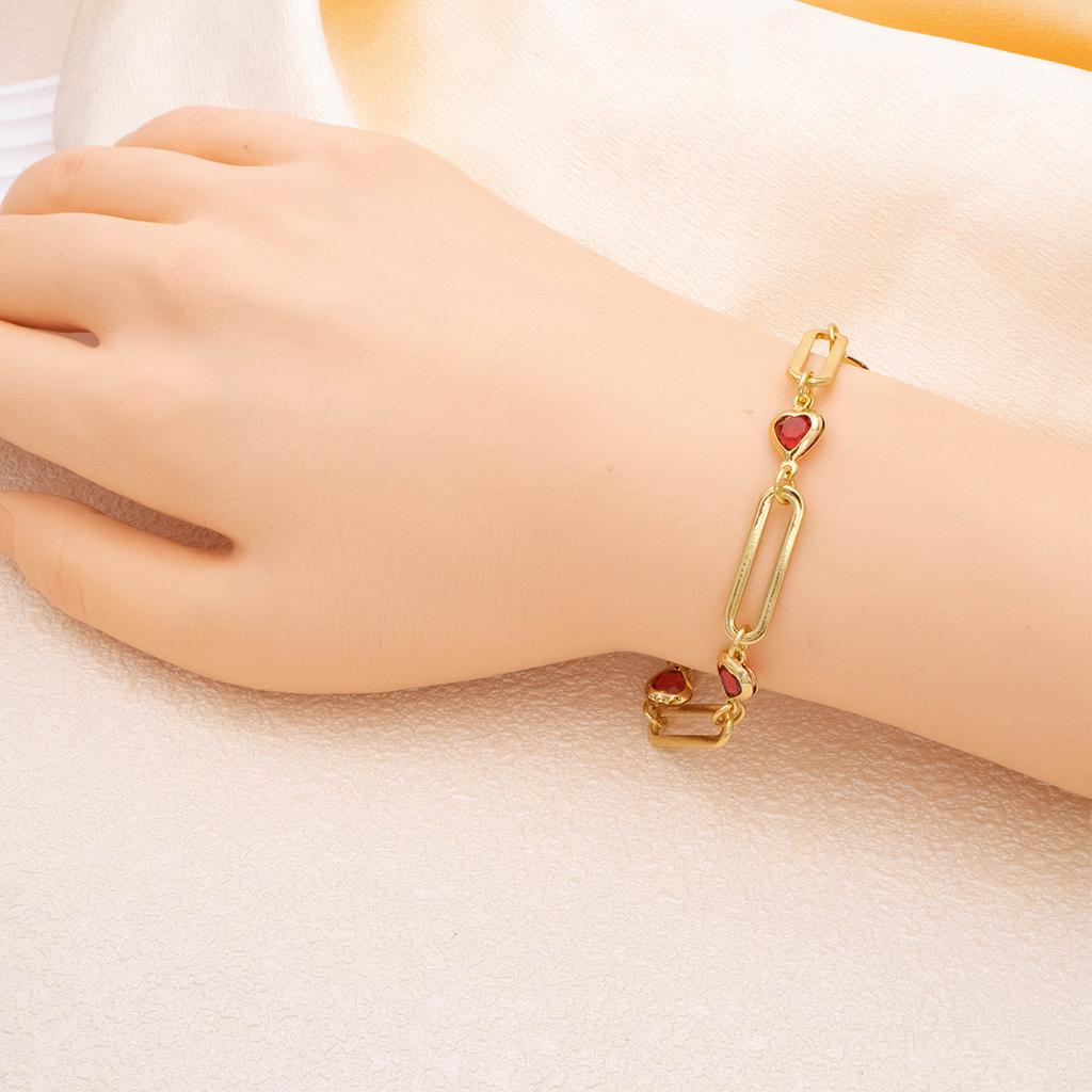 Crystal Heart Bracelet Adjustable Gold Color Stainless Steel Metal Chain Bracelet for Women Men Casual Party Jewelry for Girl