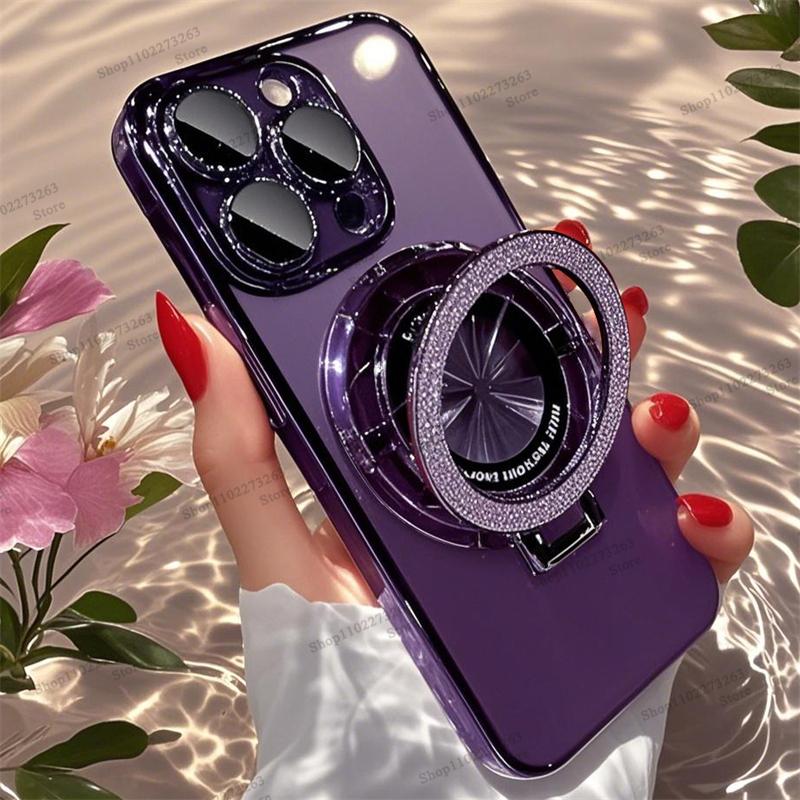 Plating For Magsafe Case For iPhone 16 13 12 11 Pro Max Clear Magnetic Ring Holder Cases For iPhone 15 14 Pro Max 16 Plus Cover