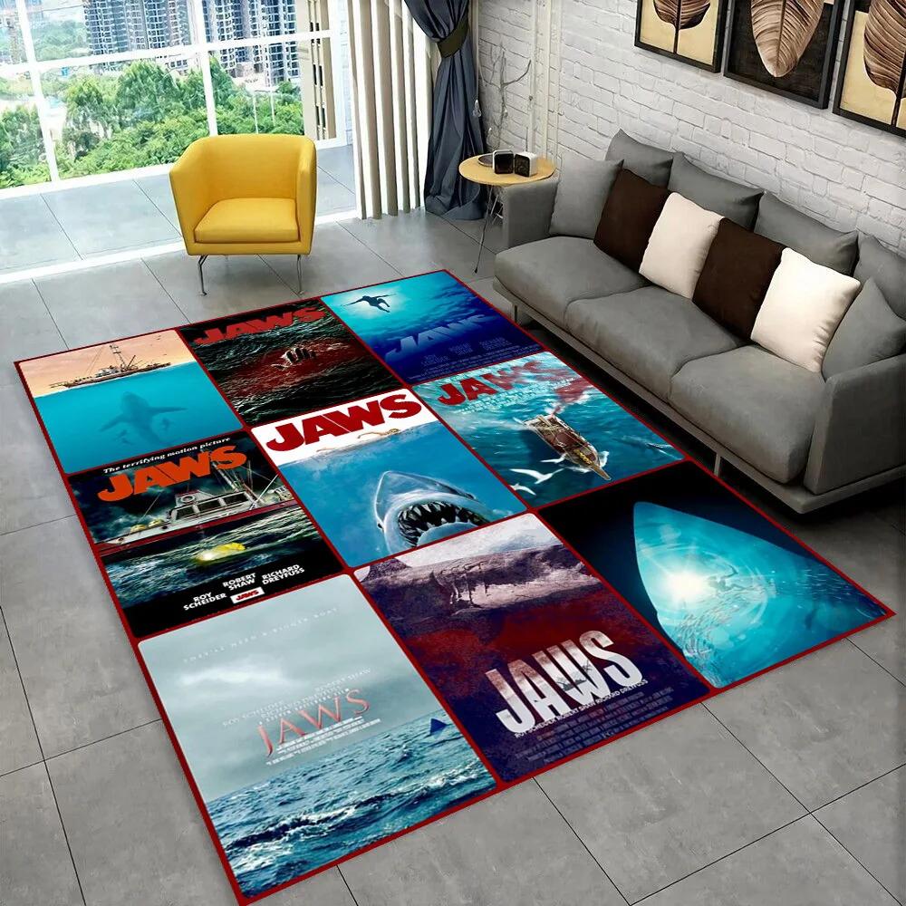 3D Jaws Horror Movie Shark Area Rug,Carpet Rug for Living Room Bedroom Sofa Doormat Decoration,kids Play Non-slip Floor Mat