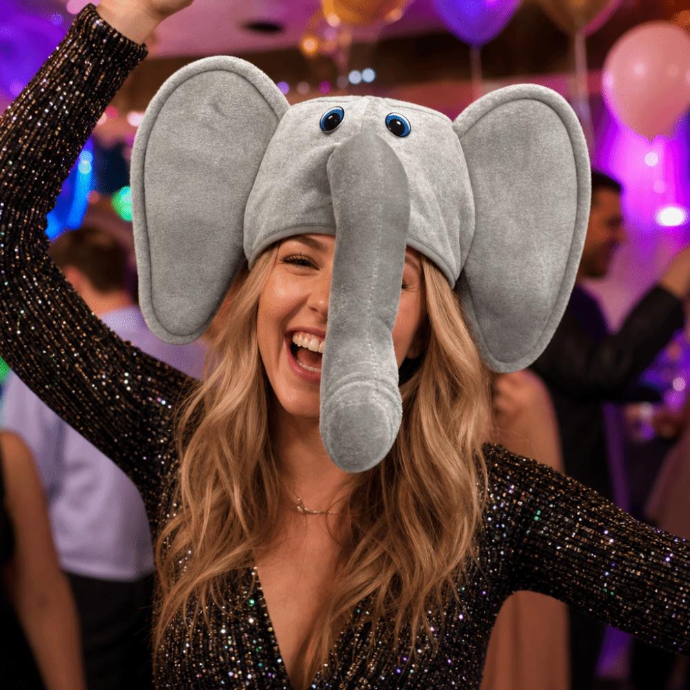 Cute Plush Animal Hat Cartoon Elephant Head Cover Party Supplies Halloween Headgear Photo Props