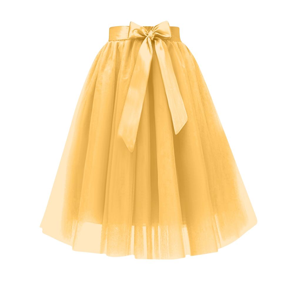 Women's Fashion Color Half Length Skirt Chiffon Skirt A -Layer Mesh Puff Skirt Evening Party Skirt Formal Ball Skirt