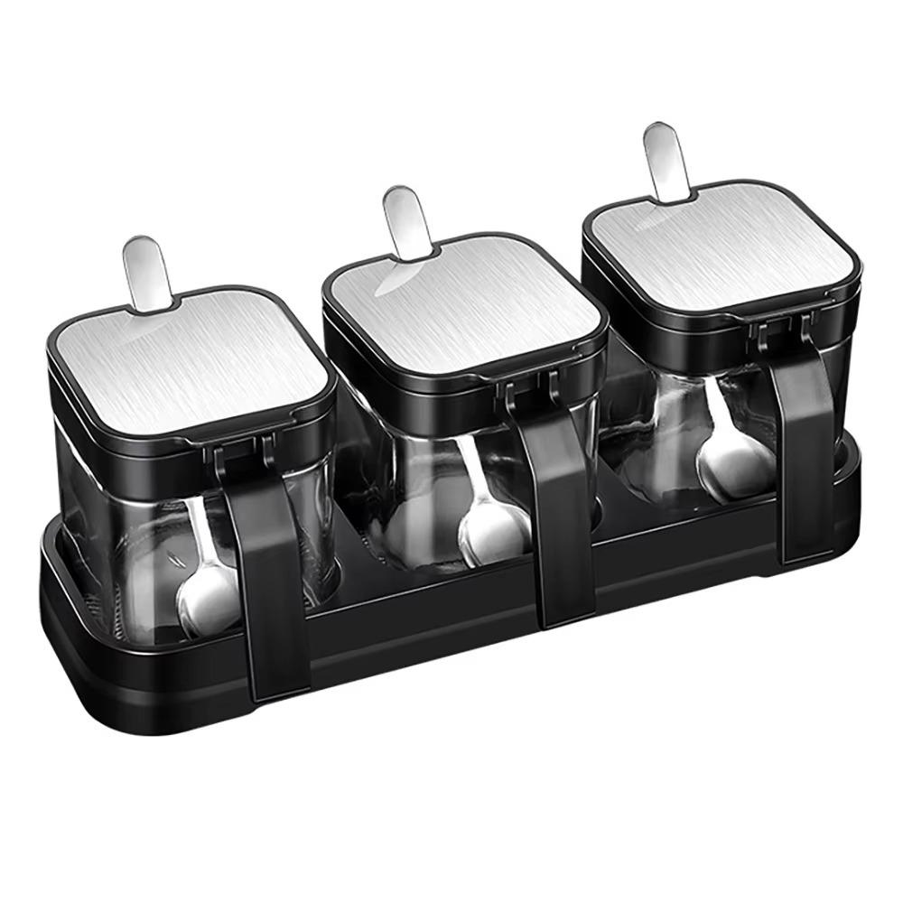 4ks Nerezových Víček Sada Kořenek Skleněná Solnička Módní Nádoby na Koření Cukr