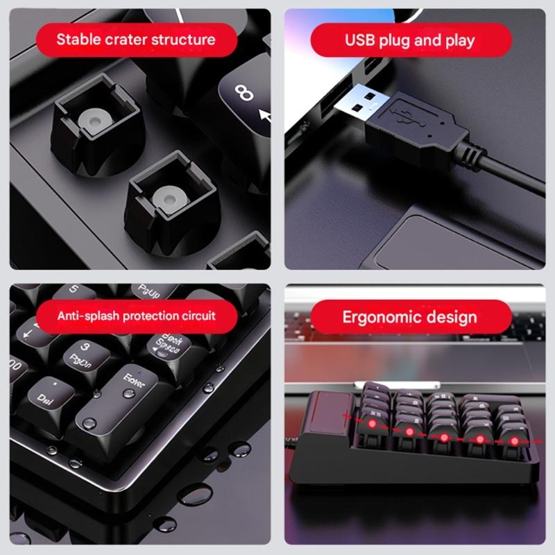 19Keys Ergonomic USB Numeric Keypad With Quick Response Number Pad For Accounting And Programming