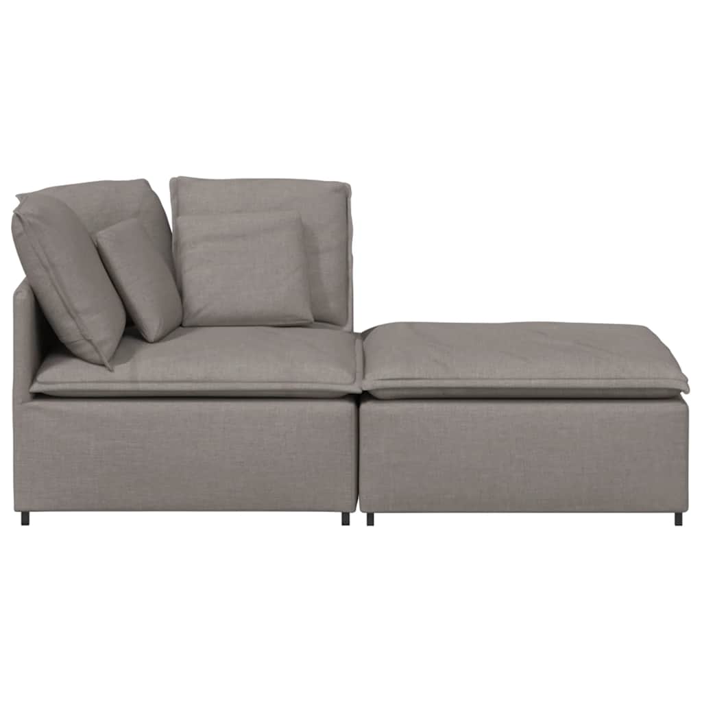 Modular Sofa with Footstool Cushions Fabric Taupe