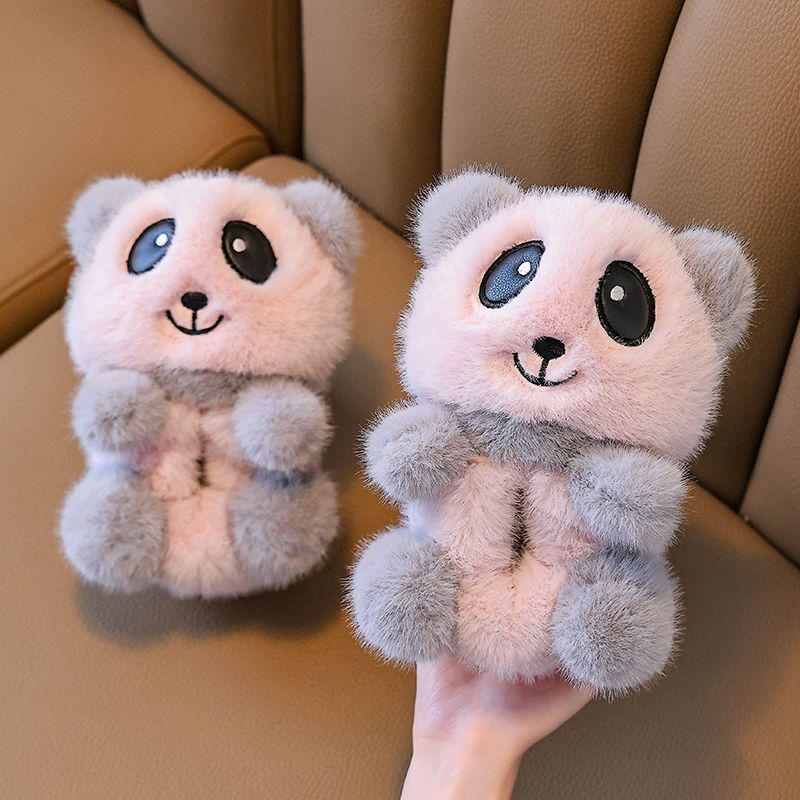 Children's Cartoon Panda Fluffy Slippers for Boys & Girls - Warm Cotton Home Shoes