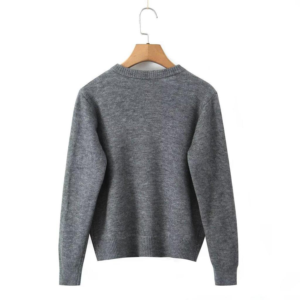 2024 Fall Women's European & American Style Long Sleeve Button Knit Cardigan