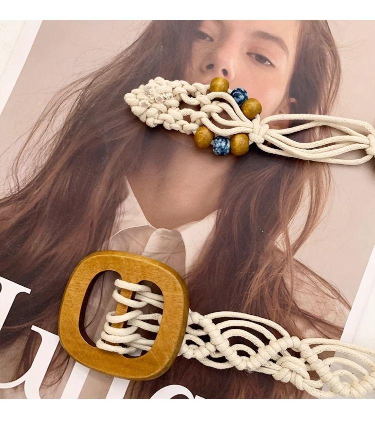 Korean Style Retro Ethnic Woven Belt: Chic & Versatile Waist-Cinching Accessory for Dresses