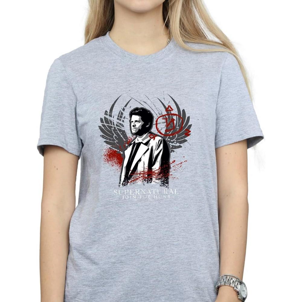 Supernatural Womens/Ladies Join The Hunt Wings Boyfriend T-Shirt