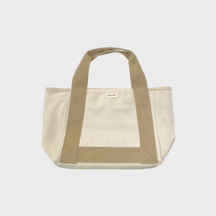 Safe Sunday Initial Tote Bag (Beige)