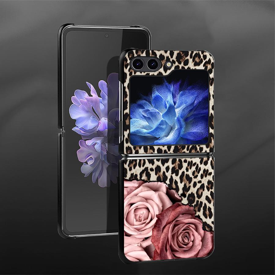 

Case for Samsung Galaxy Flip6 Flip3 Flip5 Flip4 Flip7 FE Z Flip 7 6 5 4 3 Back Phone Cover Funda Red Rose Leopard Print Red Lips Galaxy Z Flip7 FE