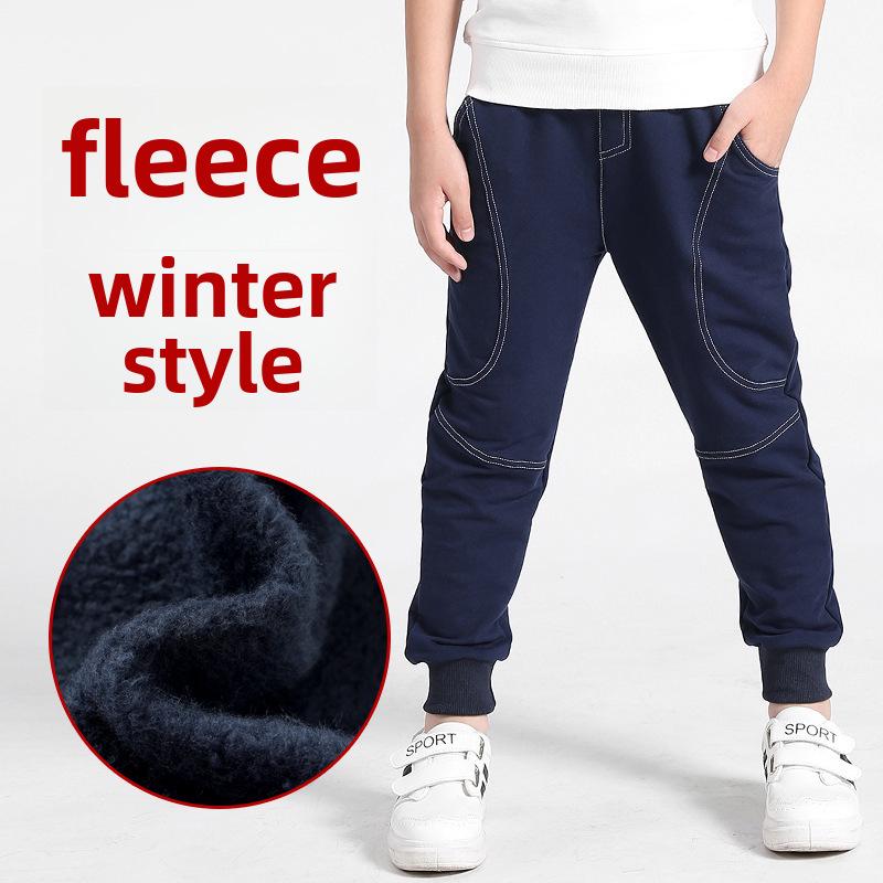 

Повседневные брюки из толстого флиса для мальчиков из Кореи на осень и зиму 120 cm темно-синий