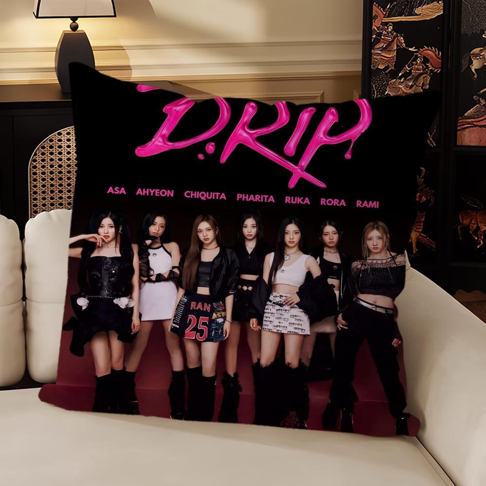 Hot kpop B-Babymonster-S Drip Music Pillow Case Sofa Living Room Headboard Bedroom Backrest Cushion Square Cushion Nap Time