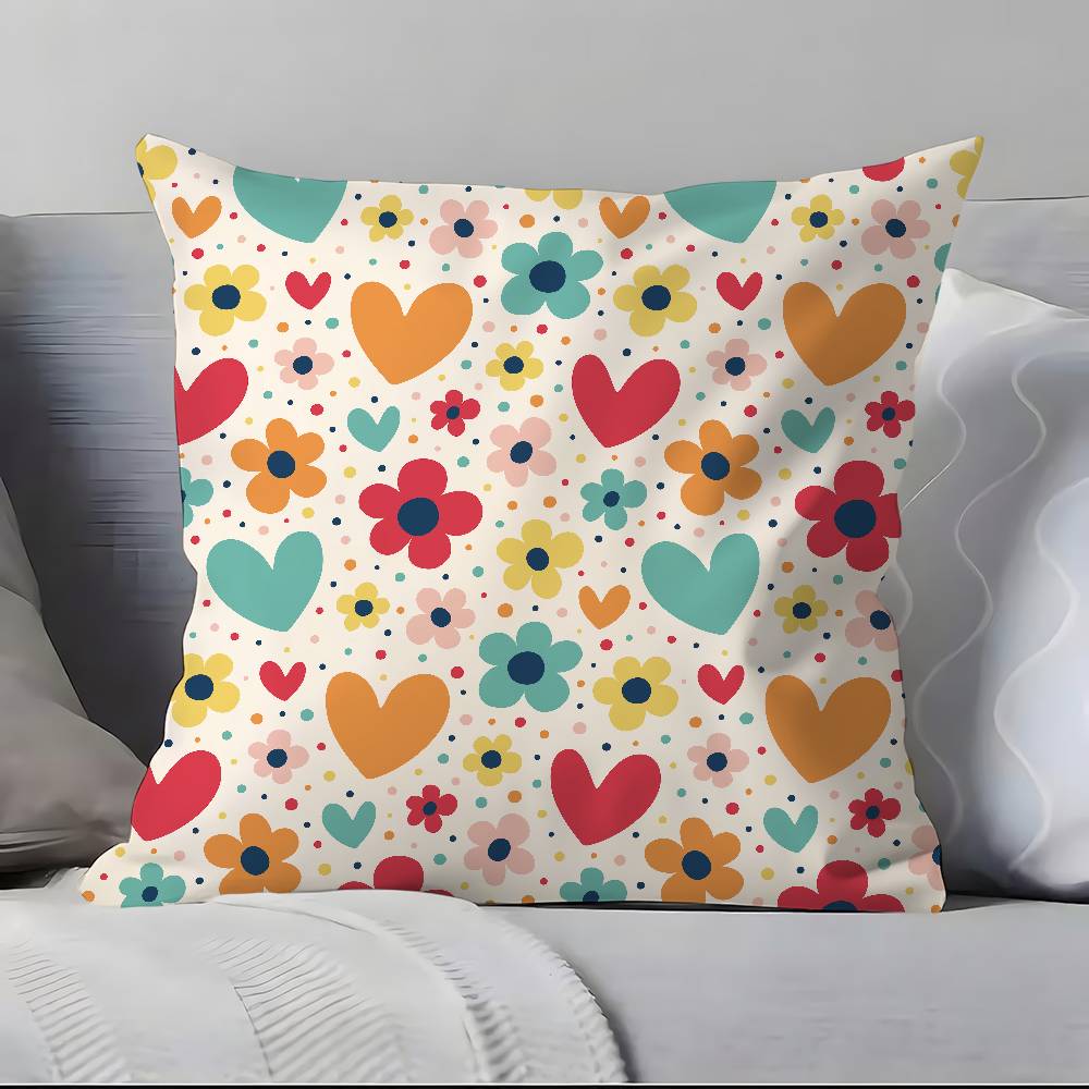 Colorful Flowers Pillow Case Anti-dustmite Pillowcase Invisible Zipper Silky Short Plush Sofa Cushion Cover