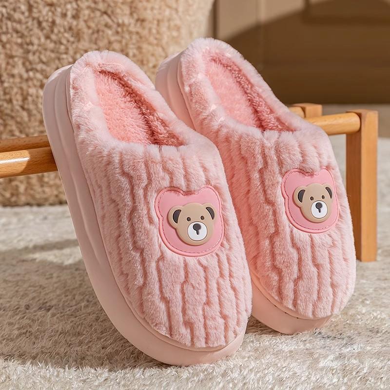 Cotton slippers winter new non-slip thick-soled fluffy slippers thermal shoes indoor home slippers