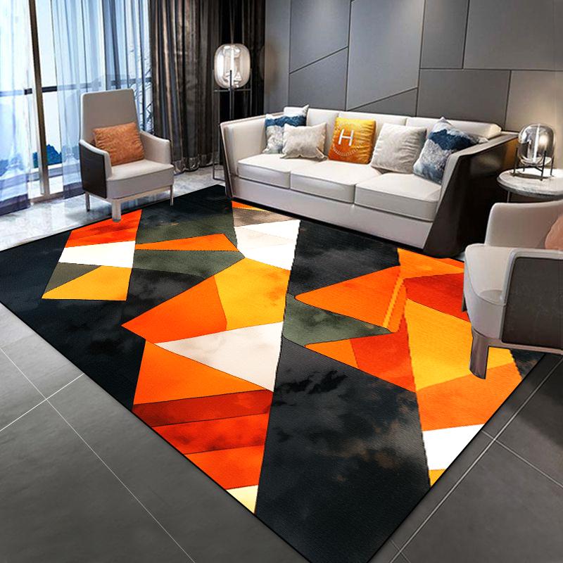 Dark Orange Decoration Carpet Living Room Simple Geometry Carpets Home Sofa Light Luxury Rugs Bedroom Bedside Soft Floor Mat
