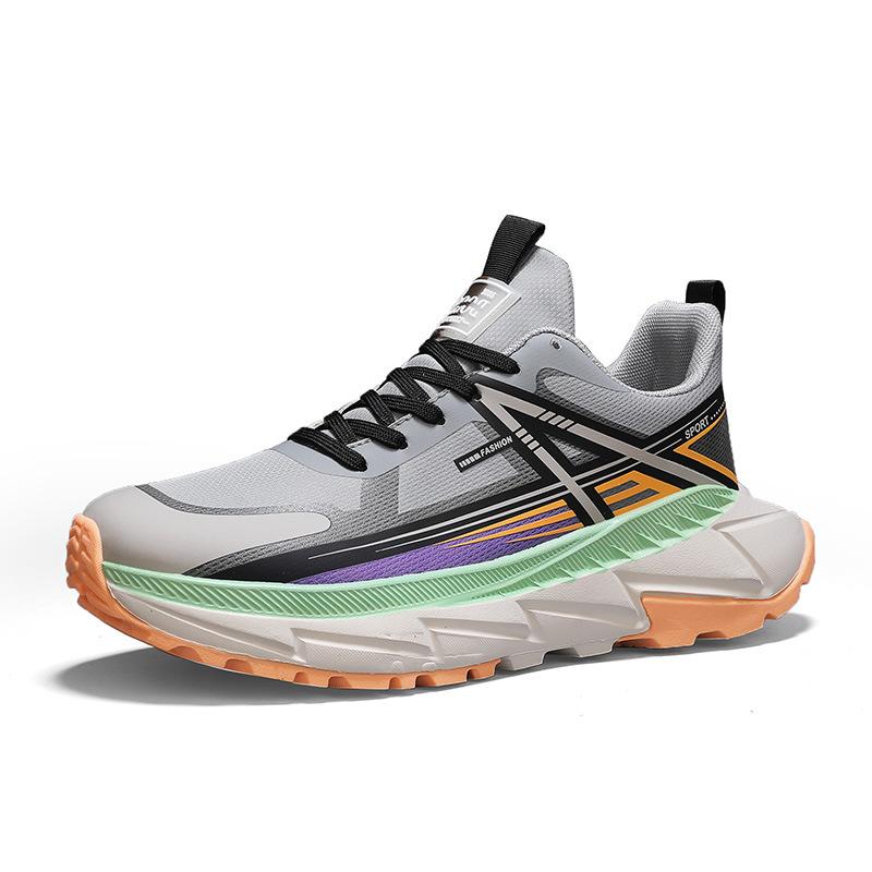 

Leather Casual Running Shoes Men Thick Soled Durable Trendy Shoes Anti Slip Comfort Sneakers Teenagers Tenis Hombre Zapatillas 39 сірий колір